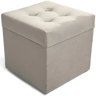 Obrázok produktu pre MG Design, šedý taburet s úložným priestorom, 45x45 cm - objem úložného priestoru 50 litrov, nosnosť do 300 kg, jemný a lesklý povrch, ľahko sa udržiava, vhodný do obývačky a predsiene