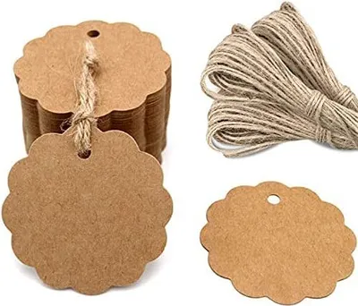 Produktbild von kraftpapier 100Stk. Etiketten Tags 6 CM * 6 CM Geschenkanhänger Anhänger Etiketten mit Jute-Schnur 30 Meter