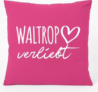 Produktbild von Huuraa Kissen Waltrop verliebt 40x40cm mit Füllung Fuchsia Baumwolle Dekokissen Geschenkidee