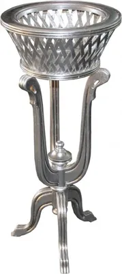 Produktbild von Casa Padrino Barock Pflanzentopfständer aus Holz Silber Antik-Look - Blumentopfständer, Blumenständer