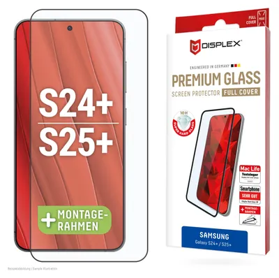 Produktbild von Displex Panzerglas (10H) für Samsung Galaxy S24+/S25+, Eco-Montagerahmen, Full Cover, Samsung, Galaxy S24+, Galaxy S25+, Trockene Anwendung, Staubresistent, Schlagfest, Kratzresistent, Schockresistent, Transparent, 1 Stück(e)