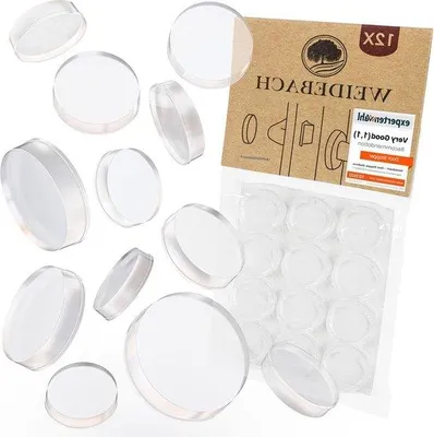 Obrázek produktu pro 12 ks průhledných samolepicích zarážek 20 x 5 mm – pružné zarážky do koupelny – skleněné povrchy – gumové zarážky