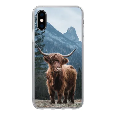 Produktbild von MuchoWow® Handyhülle Schutzhülle Hülle für iPhone X Schottische Highlander - Tiere - Landschaft Silikon Softcase Handy Hülle - Handyhülle