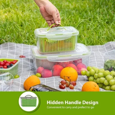 Obrázok produktu pre Sada vzduchotesných nádob Unyqoos® s vekom a odmerným sitom – 5 kusov (5,8 l, 3,8 l, 2,3 l, 1,3 l, 0,7 l), bez BPA, tesné, organizér do chladničky, zelená