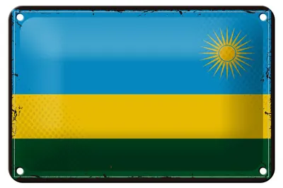 Produktbild von Blechschild Flagge Ruandas 18x12cm Retro Flag of Rwanda Dekoration