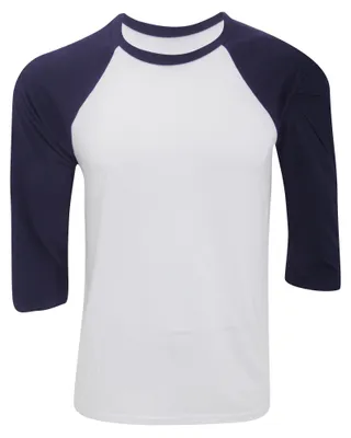 Produktbild von Canvas Herren Baseball T-Shirt, 3/4-Ärmel LT792 (XL) (Weiß/Marineblau)