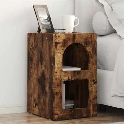 Immagine prodotto di Maison Exclusive - Comodino ELST, set di 2 pezzi, legno impiallacciato noce, 29,5 x 33,5 x 50 cm
