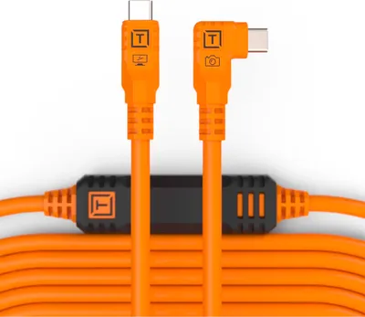 Produktbild von Tether Tools TetherPro USB-C auf USB-C rechter Winkel orange 9,4m