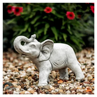 Produktbild von Elefant Steinfigur, H. 28 cm, 10 kg, Grau, Frostsicher aus Steinguss für den Außenbereich