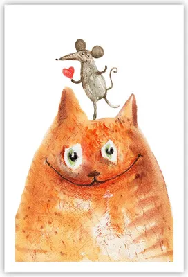 Produktbild von Poster - Poster ohne Rahmen - Katze Maus Kinder - 61x91,5 cm - Wand Bild - Wanddeko - Wandbilder - Kunstposter - Wandposter - Bilder - Kunstdruck - Wanddekoration - Wandbild - P2XPA61x91-4195