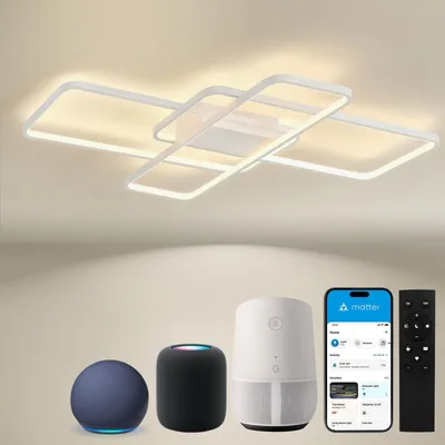 Produktbild von KAUFHOF LED Deckenlamp Dimmbar Deckenleuchte with Matter, 80W 9600LM, Kompatibel Mit HomeKit, Alexa, Google and IFTTT, Geometrisch Deckenbeleuchtung