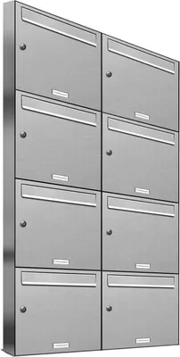 Produktbild von 8er Edelstahl Briefkasten Anlage 8 Fach Wandbriefkasten Postkasten