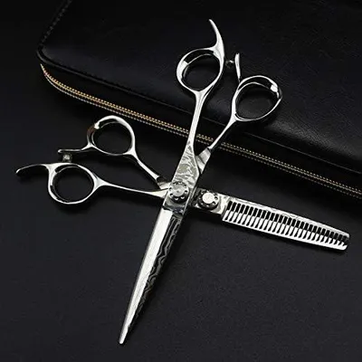 Produktbild von Professionelles Friseurscheren-Set mit Haarschneide- und Effilierschere, 6 Zoll, aus Damaststahl