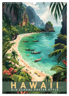 Produktbild von Hawaii - Old School Poster Style (Wandkalender 2027 DIN A3 hoch), CALVENDO Monatskalender