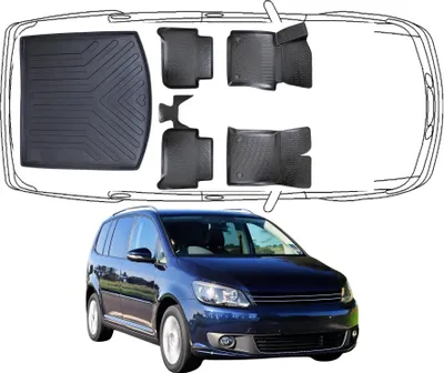 Produktbild von 3D Fußmatten & Kofferraumwanne Auto Set Kompatibel mit VW Touran 1.Gen 2003 - 2015
