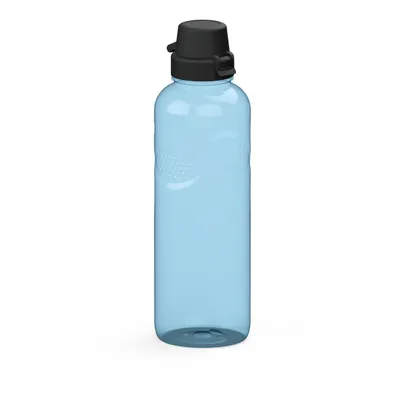 Produktbild von Trinkflasche Carve 1 L - Auslaufsicher und sichere Griffmulden - Flasche für Kinder, Schule und Sport - transparent-blau/schwarz