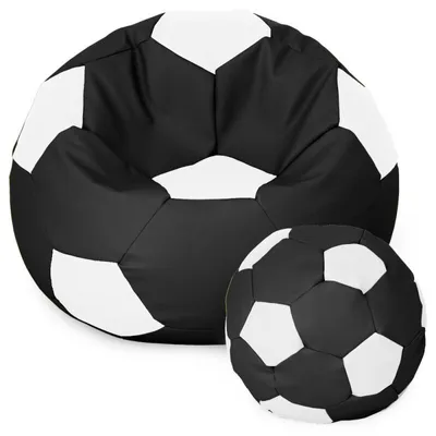 Produktbild von Fußball Sessel mit Füllung EPS Perlen Sitzsack Beanbag Sitzkissen 40cm Schwarz und Weiß Sitzkissen Kissen Sitzsäcke Wohnzimmer Sitzsackbezug Gamer