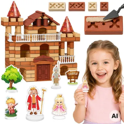 Imagen del producto de Castillo de ladrillo 3 en 1, juego de construcción Diy con figuras de 307 piezas para niños