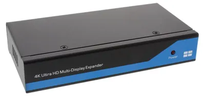 Produktbild von InLine Displayport zu HDMI 2x2 Videowand Splitter, 1 Eingang auf 4 Ausgänge, 4K, DisplayPort, 4x HDMI, Schwarz, Blau, 1080p, 3840 x 2160 Pixel, 506 g