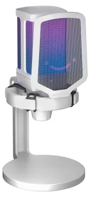Image de Microphone gaming Fifine pour PC, microphone de streaming USB AmpliGame Q6 avec éclairage RGB - Blanc