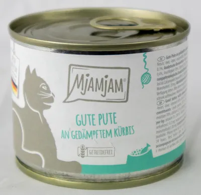 Produktbild von MjAMjAM gute Pute an gedämpftem Kürbis, Adult, jede Rasse, Kürbis, Truthahn, 200 g