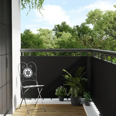 Produktbild von Möbel Balkon-Sichtschutz Schwarz 300x80 cm Poly Rattan - Gartenzaun 156295