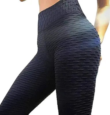 Produktbild von ASKSA Damen Sporthose Anti-Cellulite Compression Leggings Slim Fit Butt Lift Elasticated Trousers Jogginghose(Schwarz,M)