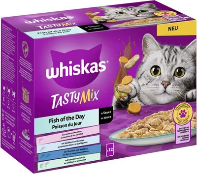 Produktbild von whiskas Tasty Mix Catch of the Day in Sauce (12 x 85 g)