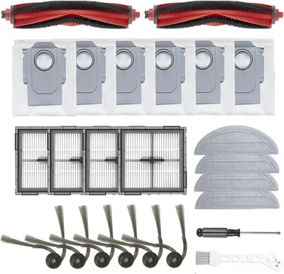 Productafbeelding van PromoHome® accessoireset bestaande uit 24 onderdelen voor Roborock Q10 S5+: 2 hoofdborstels, 6 zijborstels, 6 dweilpads, 4 filters, 4 stofzuigzakken, 1