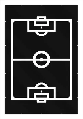 Produktbild von Wallario Wandbild Fußball - Fußballfeld in Schwarz-Weiß, Größe: 61 x 91,5 cm, Poster mit rahmenlosen Bildhalter