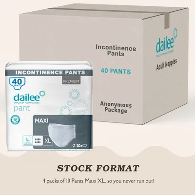 Produktbild von Dailee Pants Plus - 40x Windeln für Erwachsene - Inkontinenz Pant Männer und Damen - 8 Tropfen, Größe XL