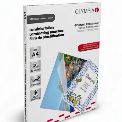 Produktbild von Olympia 1x100 DIN A4 80 micron, Transparent, DIN A4, 100 Stück(e)