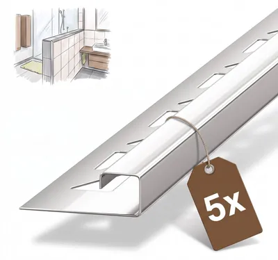 Produktbild von Dalsys 5x Fliesenschiene Eckprofil 250cm x 10mm Edelstahl poliert