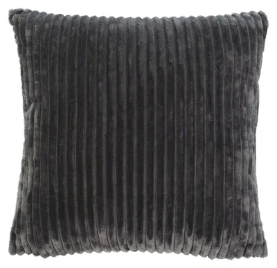 Produktbild von GÖZZE Cord Kissen weiches gefülltes Mikrofaser-Kissen in Cordoptik mit samtweicher Rückseite Anthrazit 50 x 50 cm