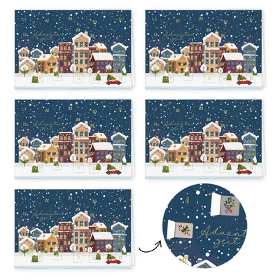 Produktbild von PremiumLine Weihnachtskarten Adventskalender 5 Stück inkl. Briefumschlag Fröhliche Weihnachten Grußkarte 11,5 x 17,5 cm Klappkarte Adventskalenderkarten