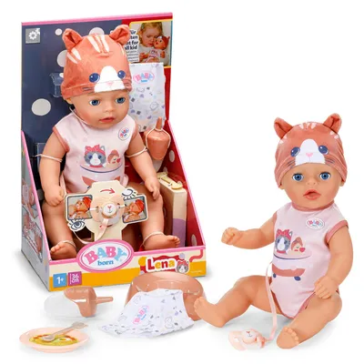 Produktbild von BABY born Lena 36cm in Strampler mit Katzenmotiv  mit 7 Funktionen ab 1 Jahr