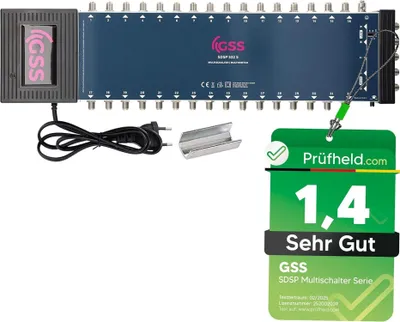Produktbild von GSS 5/32 Multischalter für Quattro & Quad LNB, Multiswitch für 1 Satelliten & 32 Teilnehmer (Fernseher, Satreceiver), HD 4K Matrix Verteiler Splitter, für Satschüssel Satanlagen