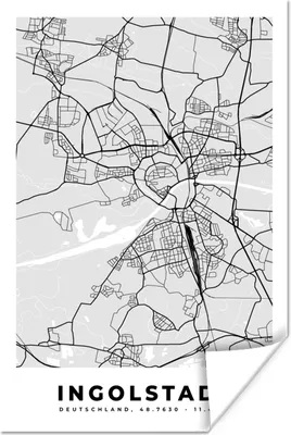 Produktbild von MuchoWow® Poster Karte - Ingolstadt - Deutschland - Stadtplan - Karte 120x180 cm - Kunstposter