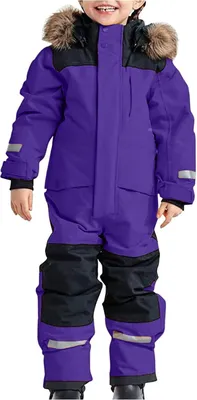 Image de ASKSA Enfants Unisex Combinaison de Ski Épaissie Chaude Combinaison de Ski d'hiver avec Capuche Combinaison de Neige Imperméable au Vent Combinaison d'Hiver,Violet,Taille:160