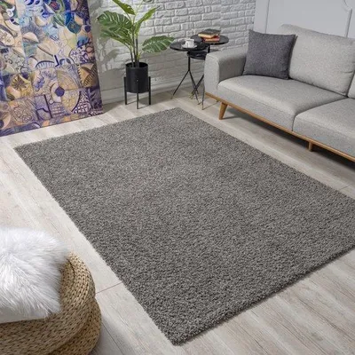 Immagine prodotto di Tappeto shag Unyqoos® ad alto pelo, 120 x 170 cm, grigio – pelo di 35 mm, 100% polipropilene Soft-Touch, morbido e facile da pulire, adatto per pavimenti riscaldati