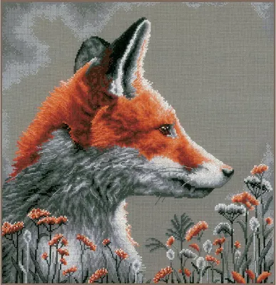 Image de Kit Lanarte pour broderie au point de croix, modèle "Animaux, départ dans la nuit", dimensions 42x44 cm