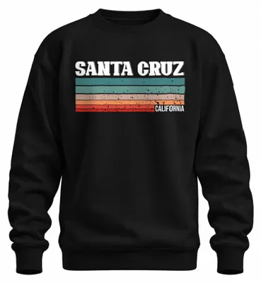 Zdjęcie produktu dla Bluza z kapturem w stylu vintage, wzór w paski, inspirowana latami 70., motyw zachodu słońca, Santa Cruz, kolor czarny, rozmiar 3XL