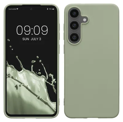 Produktbild von kwmobile Hülle für Samsung Galaxy S25 FE TPU Case - Handyhülle unterstützt kabelloses Laden, flexible Schutzhülle, gummiertes Cover in Graugrün