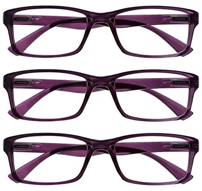 Produktbild von Lesebrille OPULIZE +2.50 für Damen/Herren, 3er Pack, Rechteckig, Lila, Kratzfest