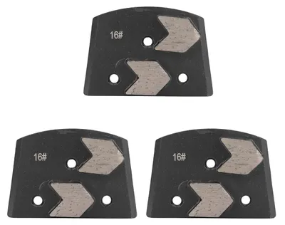 Produktbild von 3 Stück Diamant-Schleifschuh, schwarz, trapezförmig, 2 Pfeilzähne, Betonboden-Polierpad, Körnung 16
