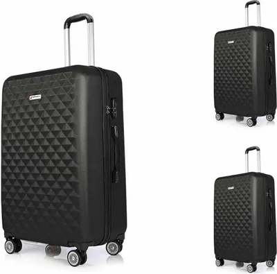 Produktbild von Hoffmanns 3-teiliges ABS Kofferset DIAMOND Koffer-Set Schwarz 02000