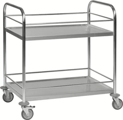 Produktbild von Kongamek Edelstahl- Tischwagen rostfrei mit 2 Böden 825x500mm mit Umrandung und Bremse