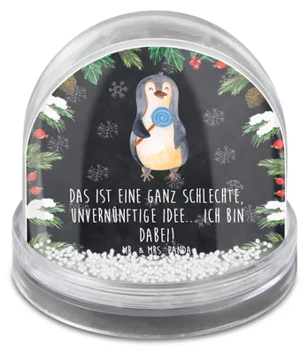 Produktbild von Mr. & Mrs. Panda Weihnachts Schneekugel Pinguin Lolli - Kreidetafel - Geschenk, Süßigkeiten, schnee kugel, Rabauke, Weihnachten, Große, Rebell, kunststoff, Unvernünftig