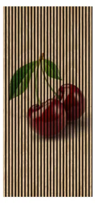 Produktbild von Akustikpaneele mit Digitaldruck Kirsche01 19 x 1133 x 2400 mm Kirschen MDF PET-Fasern Wandpaneele Rot Grün Weiß 2 Einzelplatten