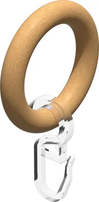 Produktbild von Interdeco Gardinenringe / Rundringe mit Faltenhaken für Gardinenstangen mit 16 mm Ø Buche lackiert, Pack. 10 Stück